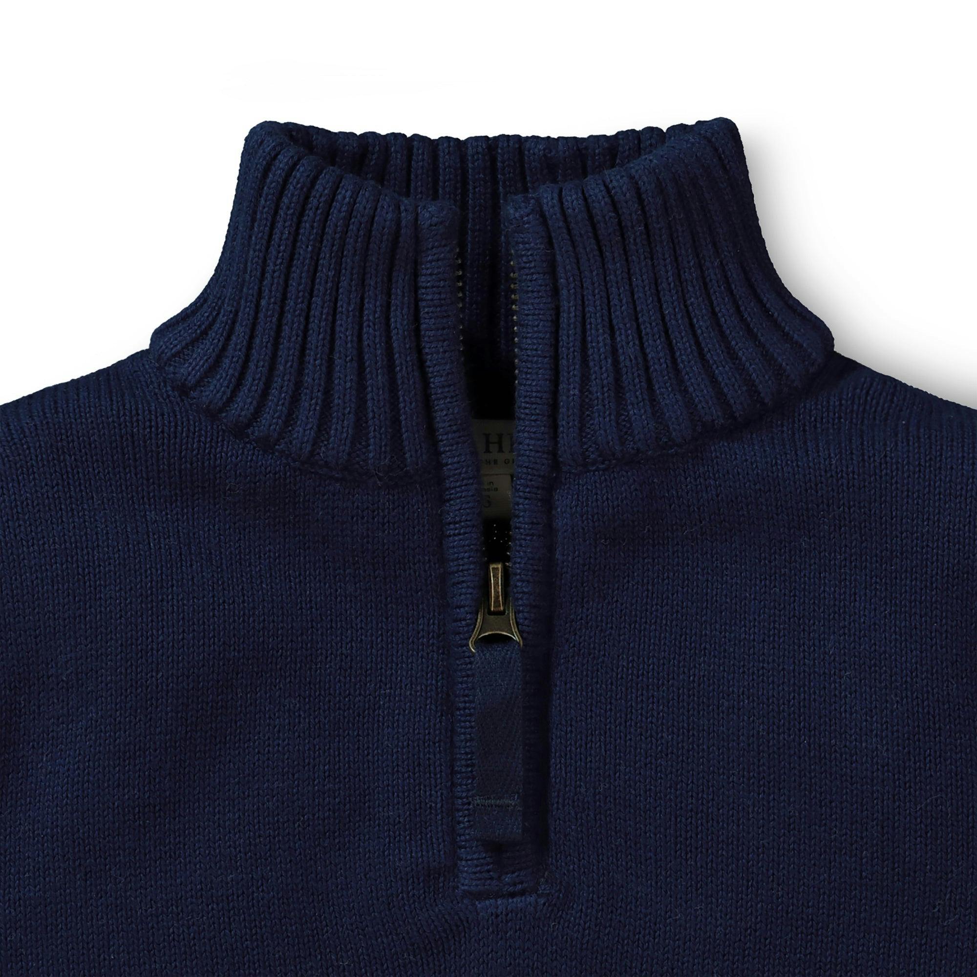 Organic Half Zip Sweater with Elbow Patches