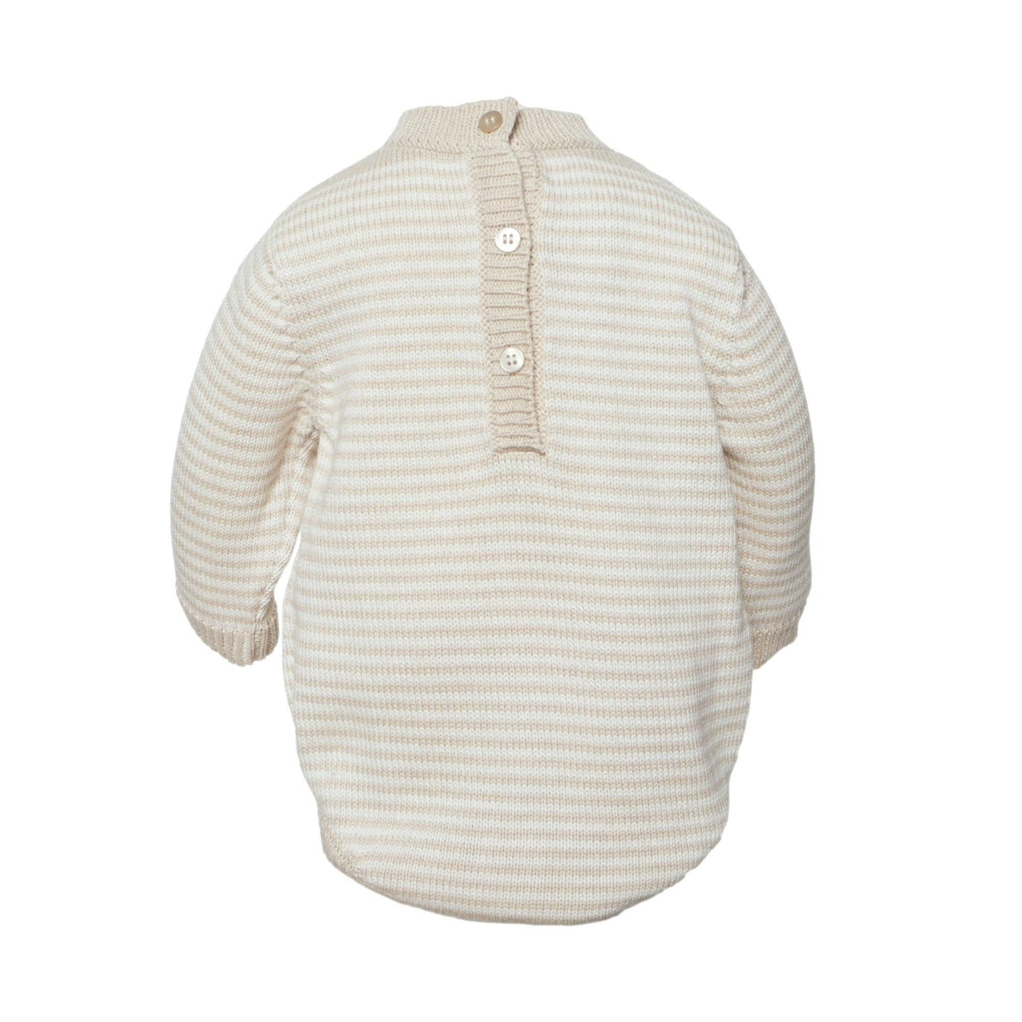 Baby Knit Romper Oatmeal Stripe