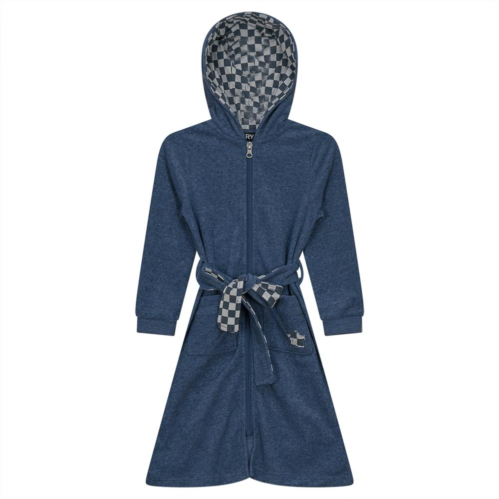 Checkered Star Applique Terry Robe