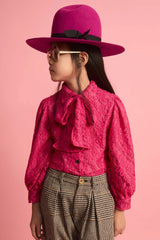 Lace Bow Blouse Fuchsia