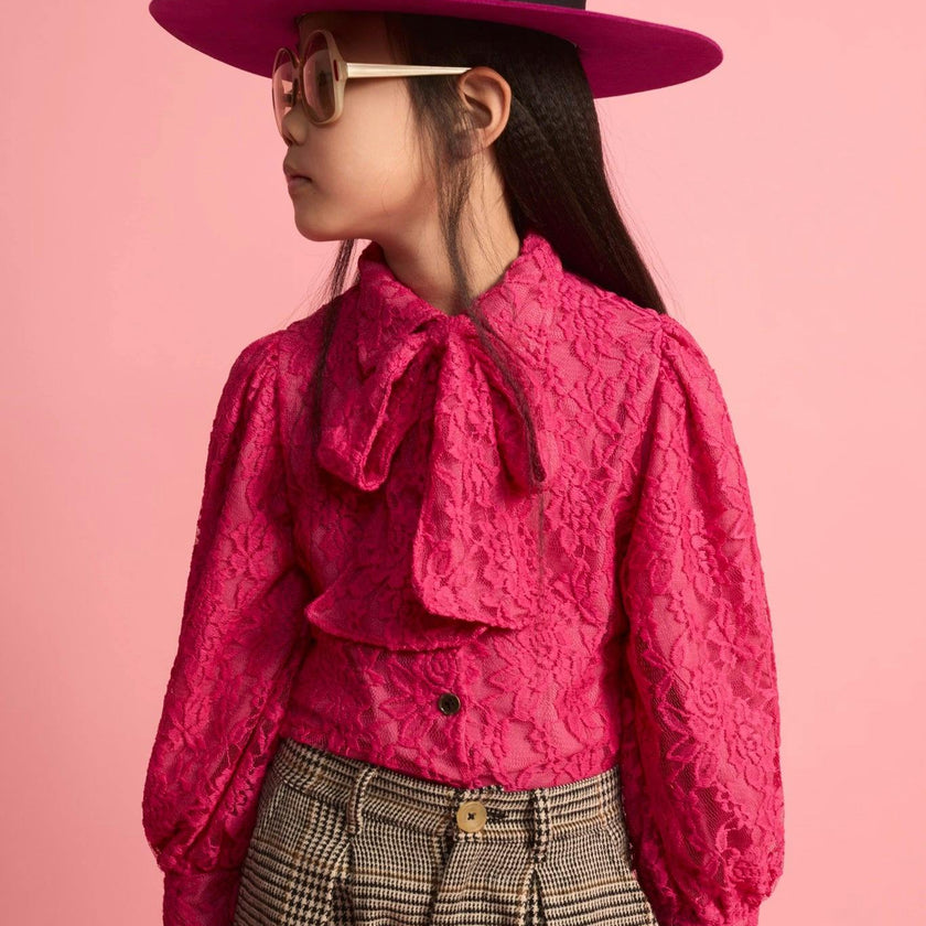 Lace Bow Blouse Fuchsia