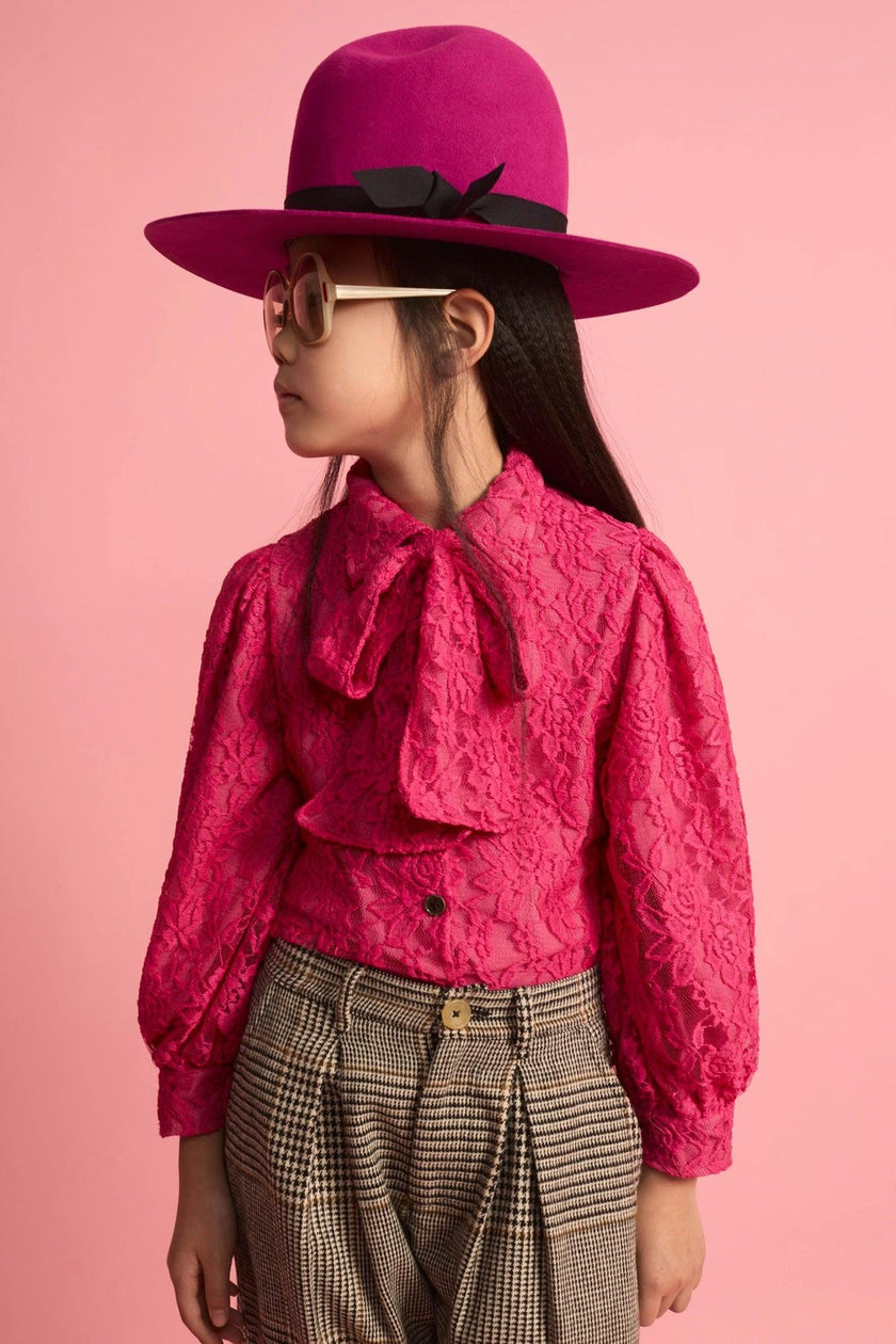 Lace Bow Blouse Fuchsia