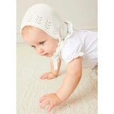 Openwork Cotton Knitted Bonnet in Cream (S-L)