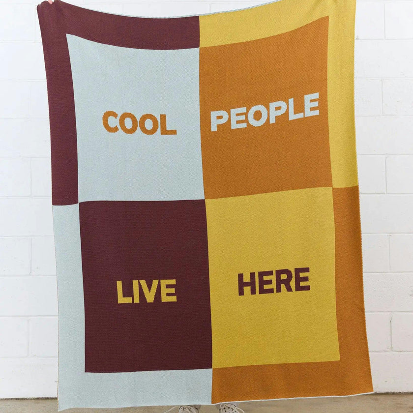 Cool People Live Here Knit Blanket