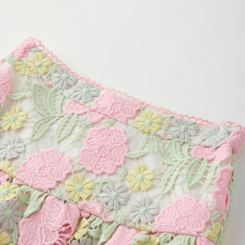 Estella Frill Embroidered Mini Skirt