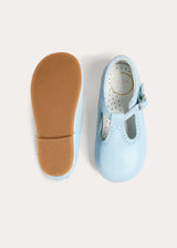 Leather T-Bar Baby Shoes in Sky Blue (20-26EU)