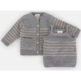 Fuzzy Striped Camisole & Cardigan Set