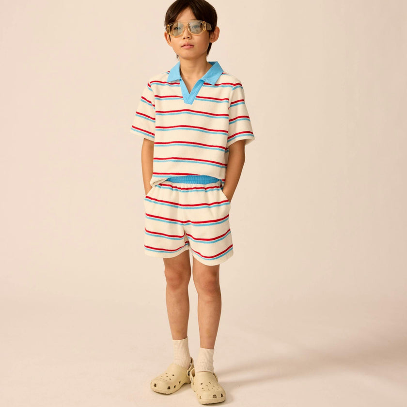 Organic Recess Polo in Terry Stripe