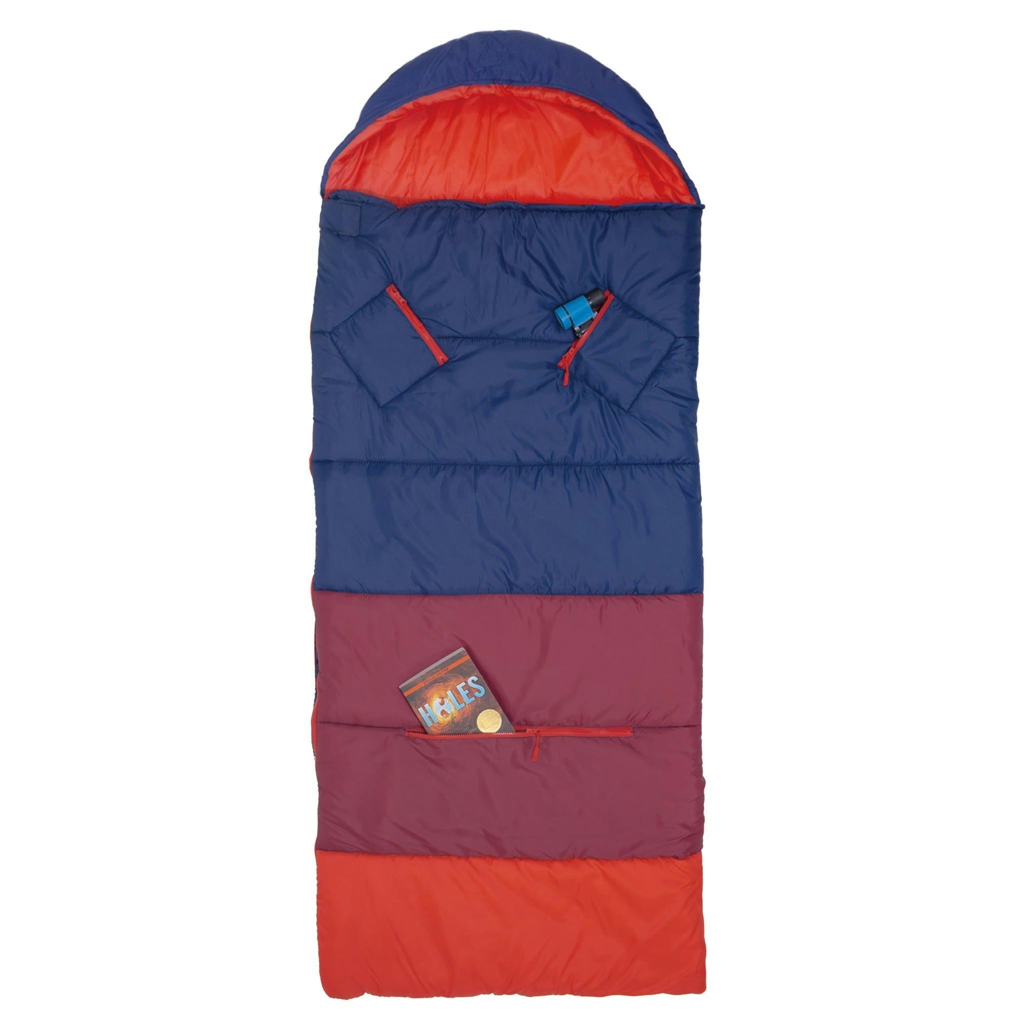 Sleep-N-Pack™ – Big Kid Size | Color Block Camp Collection: Navy, Fiery Red & Mulberry