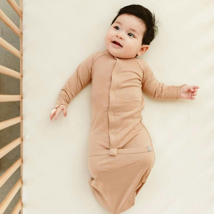 24 HOUR CONVERTIBLE GOWN | SANDSTONE — Bamboo Organic Cotton Blend, Preemie–6M
