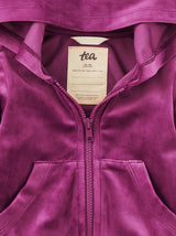 Cat Ears Velour Hoodie, Cosmic Berry