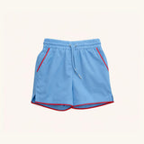 Boys' Drawstring Shorts in Blue w/Red Trim