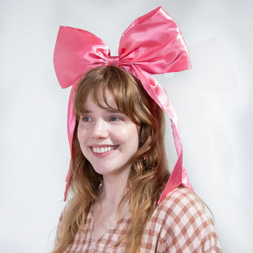 Packed Party Pink Jumbo Satin Bow Headband - Oversized Statement Bow Headband for Birthday Parties Bachelorettes Galentines and Everyday Glam, One Size