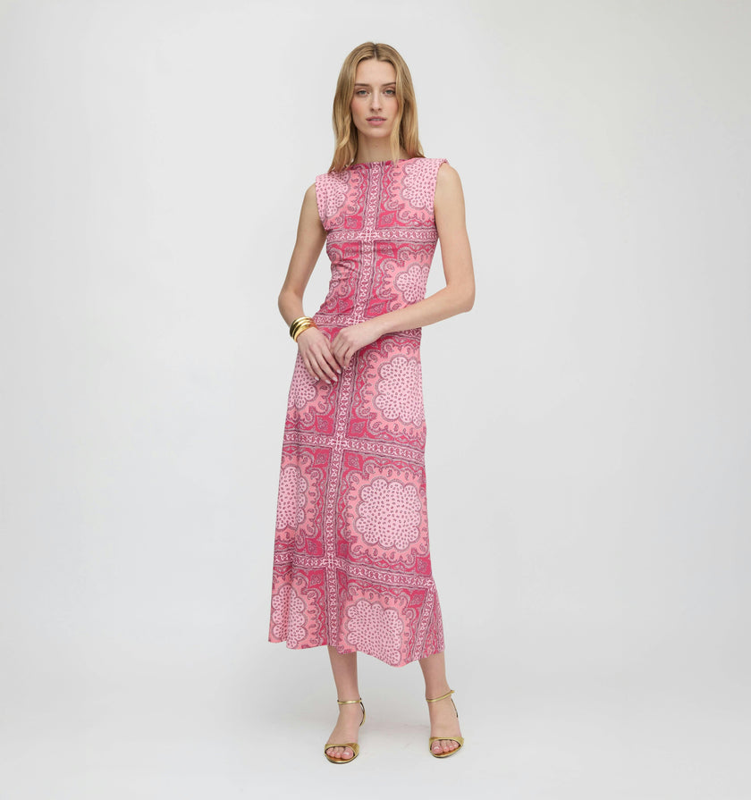 The Sloane Dress - Berry Paisley Scarf