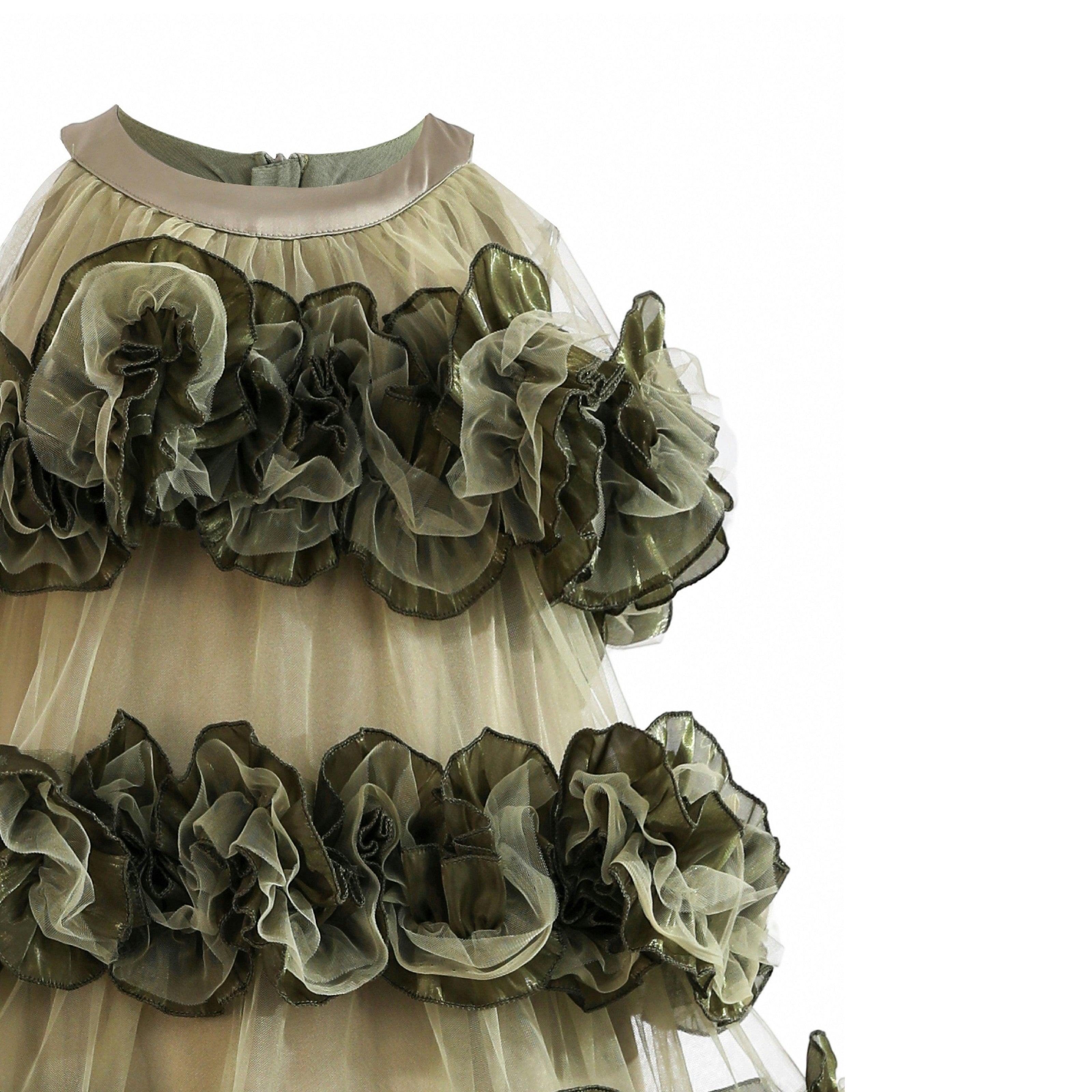Green Elysia Tiered Ruffle Dress
