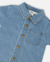 Light Blue Chambray Top And Short Set