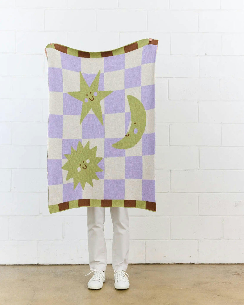 Moon + Stars Knit Mini Blanket