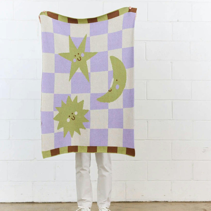 Moon + Stars Knit Mini Blanket