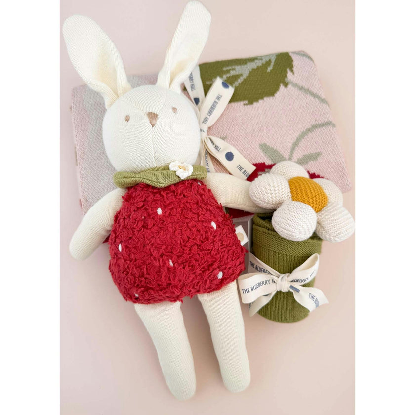Blanket Lovey and Plush Toy Set - Strawberry Flower