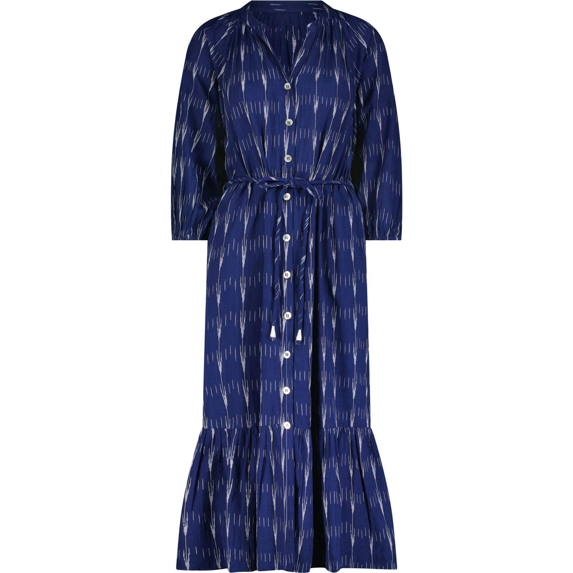 Juliette Women's shirtdress Indigo Blue Ikat, Blue