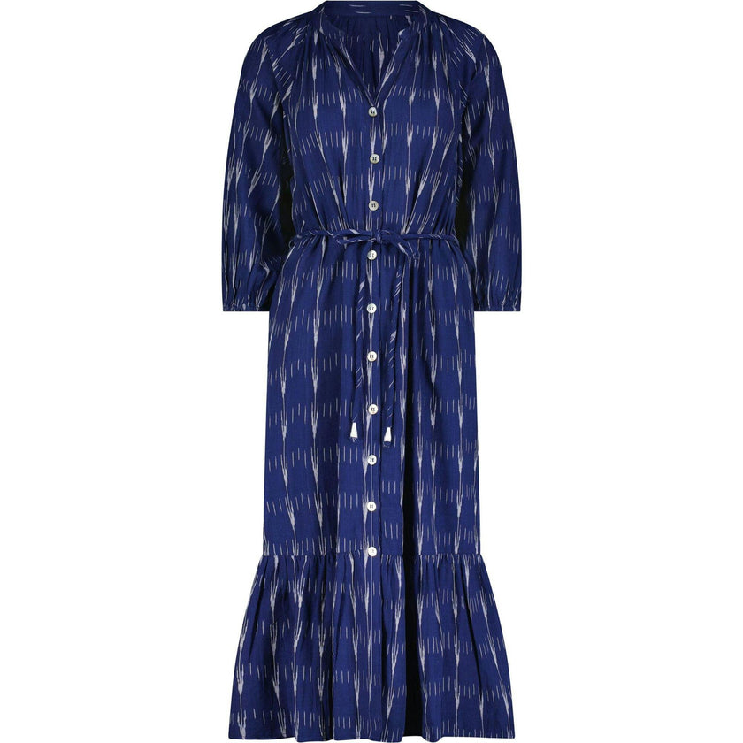 Juliette Women's shirtdress Indigo Blue Ikat, Blue
