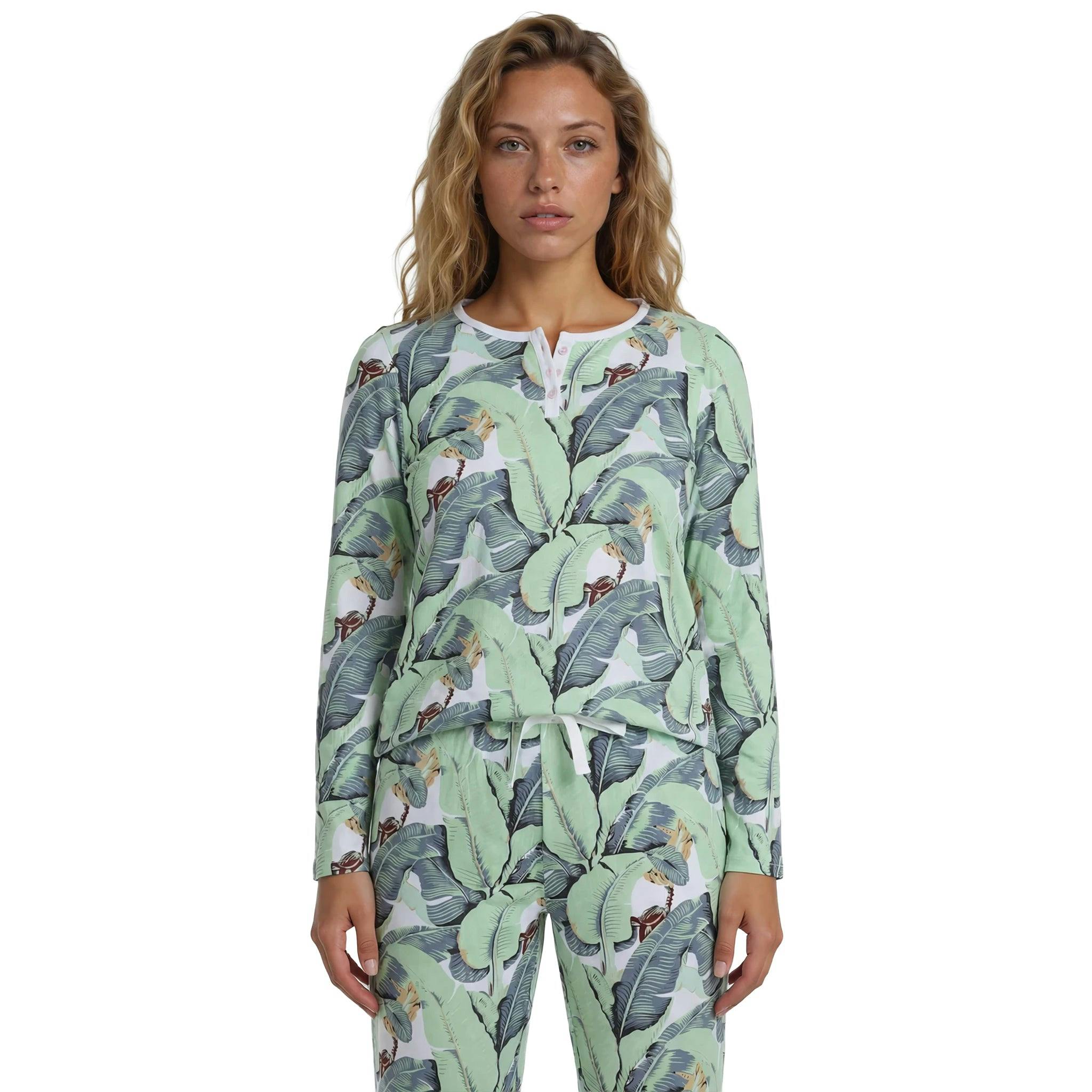 Women's Martinique® Green Jersey Long PJ Set