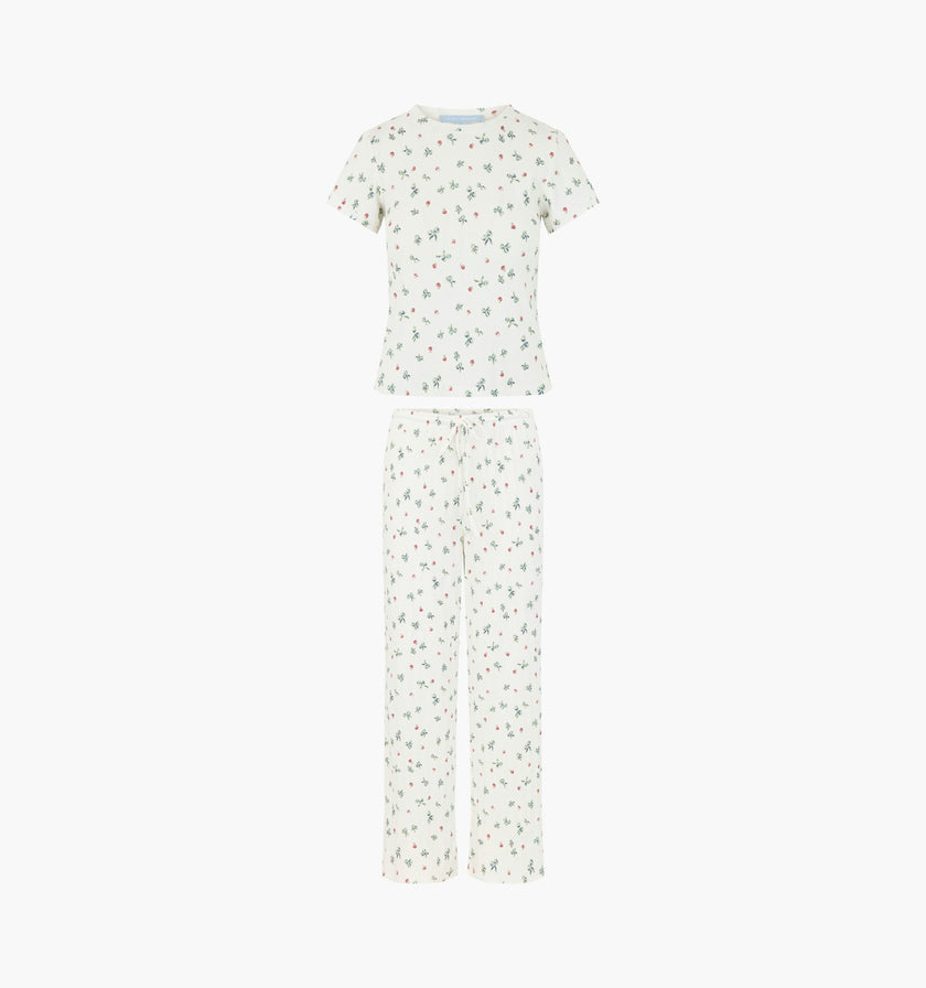 The Cleo Pointelle PJ Set - Rosie Bow Toss, Ivory