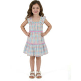 Girls Tiered Dress | Pastel Plaid