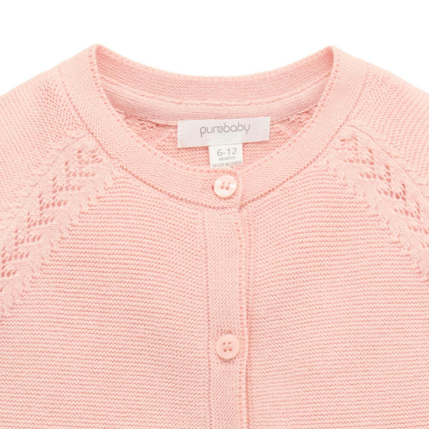 Scalloped Cardigan Guava Melange