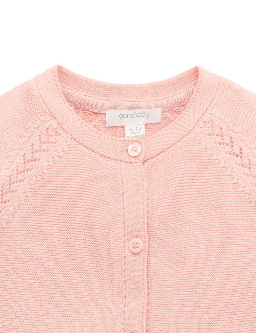 Scalloped Cardigan Guava Melange