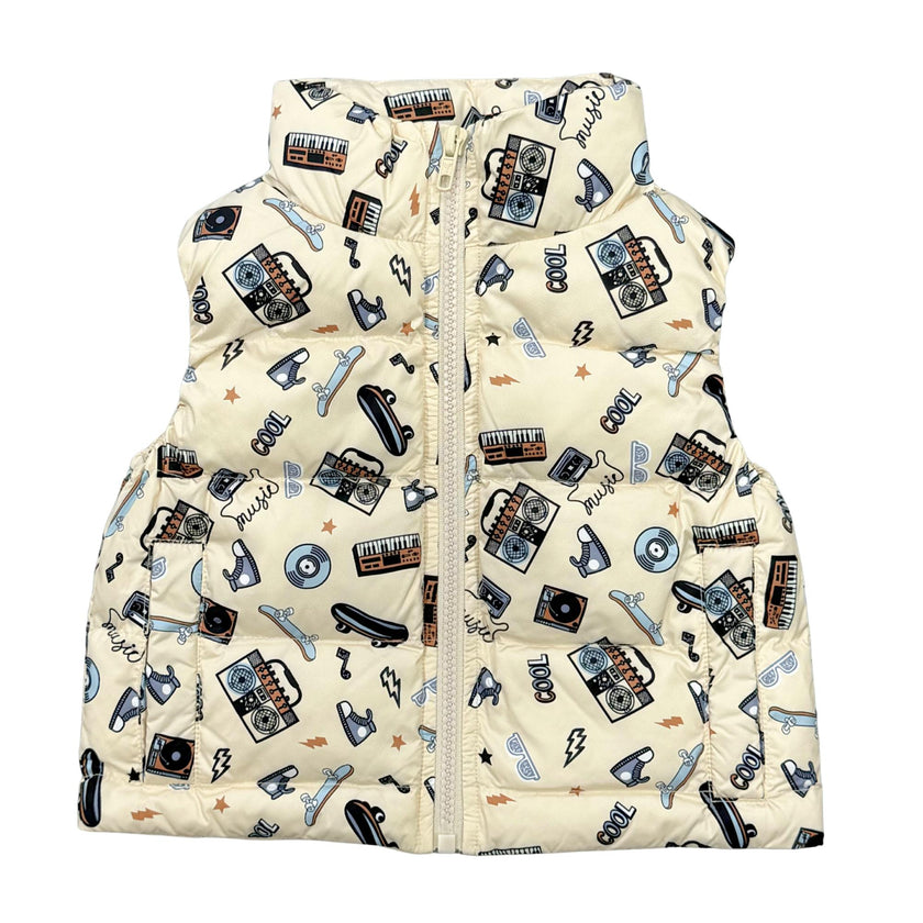 Kids Puffer Vest in Retro Skater