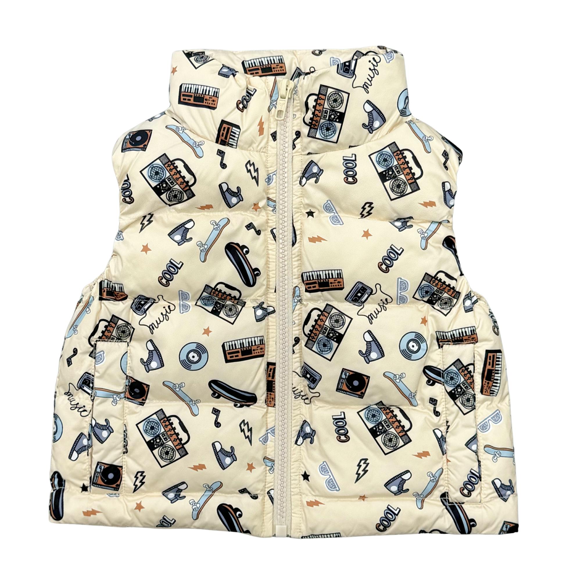 Kids Puffer Vest in Retro Skater