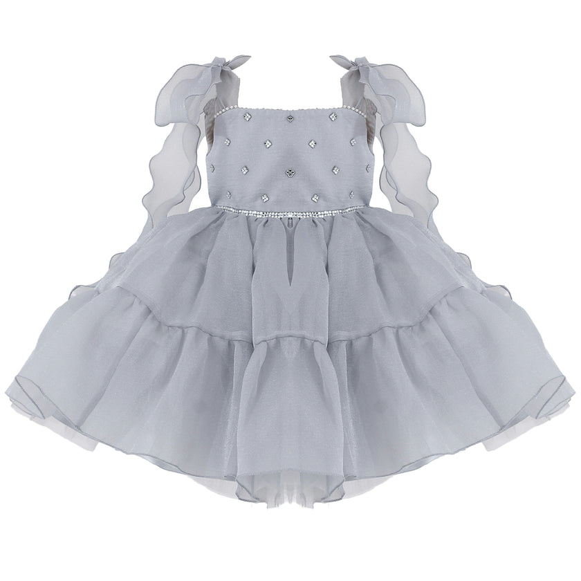 Light Aureline Gray Ruffled Party Dress