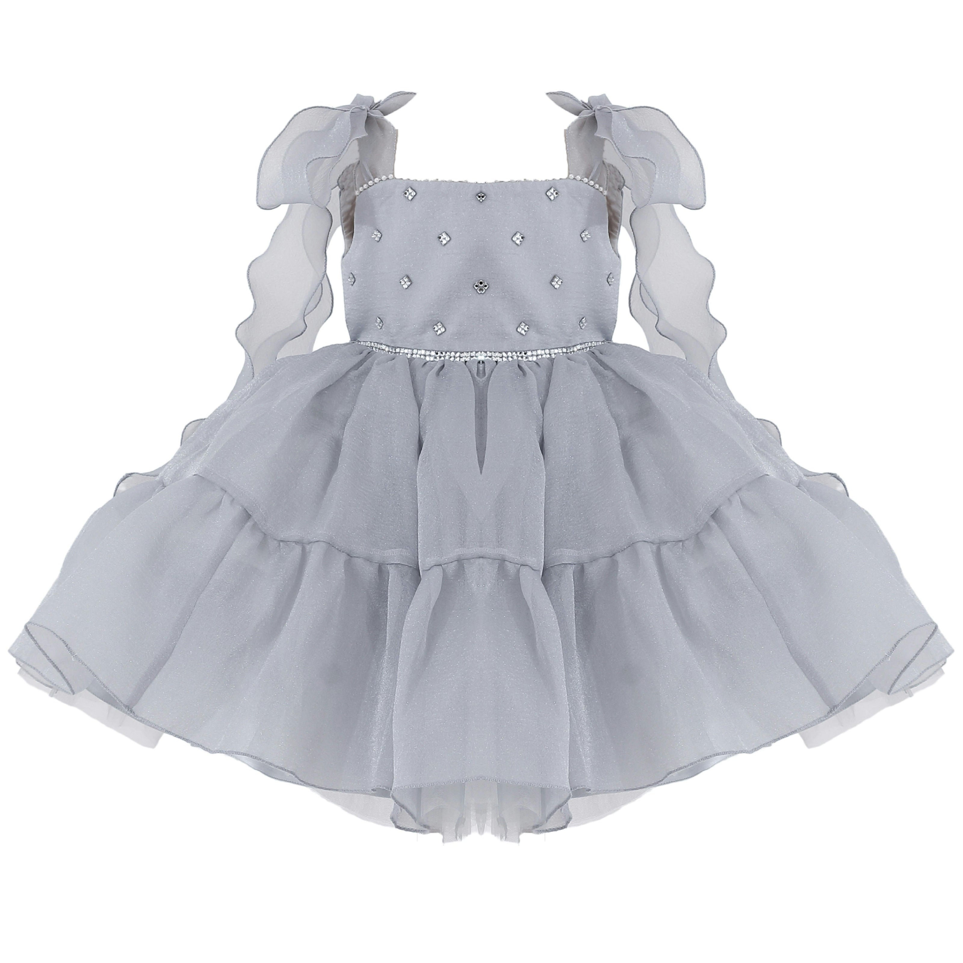 Light Aureline Gray Ruffled Party Dress