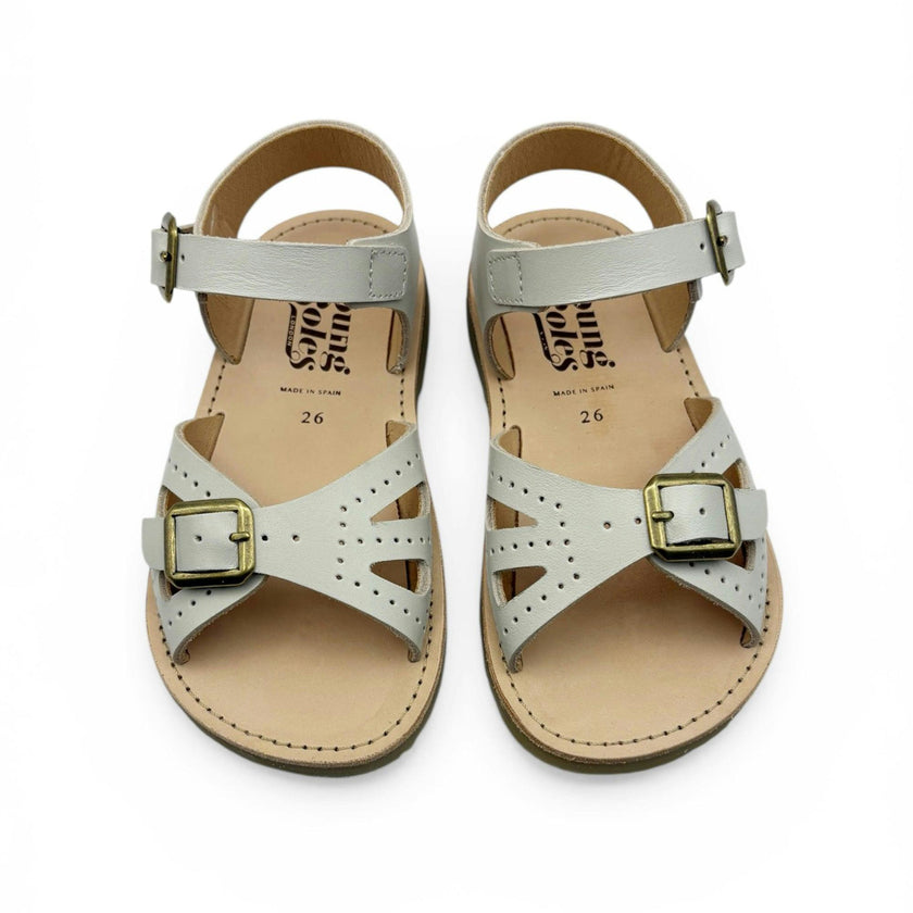 Pearl Kids Double Buckle Sandal – Vanilla Leather
