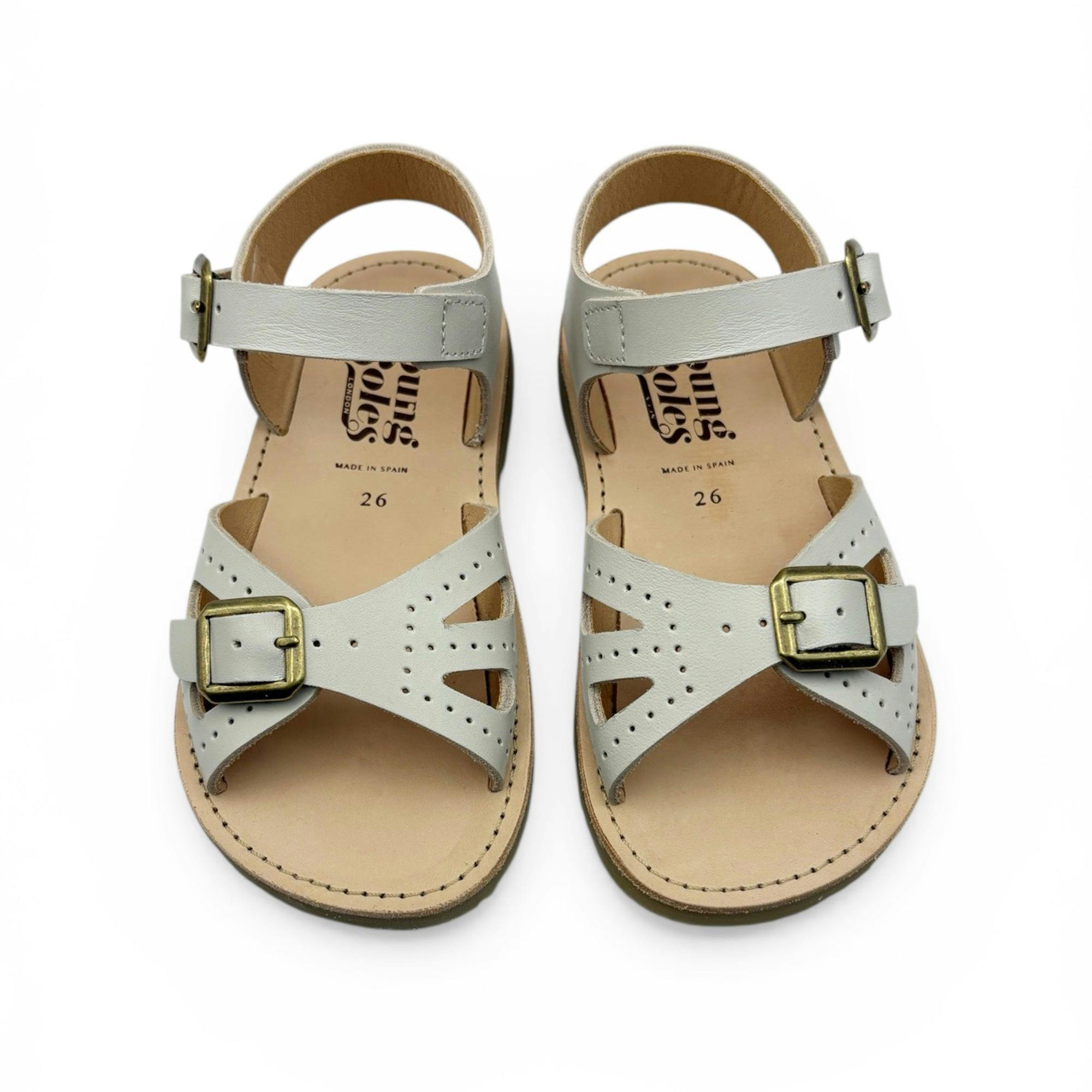 Pearl Kids Double Buckle Sandal – Vanilla Leather