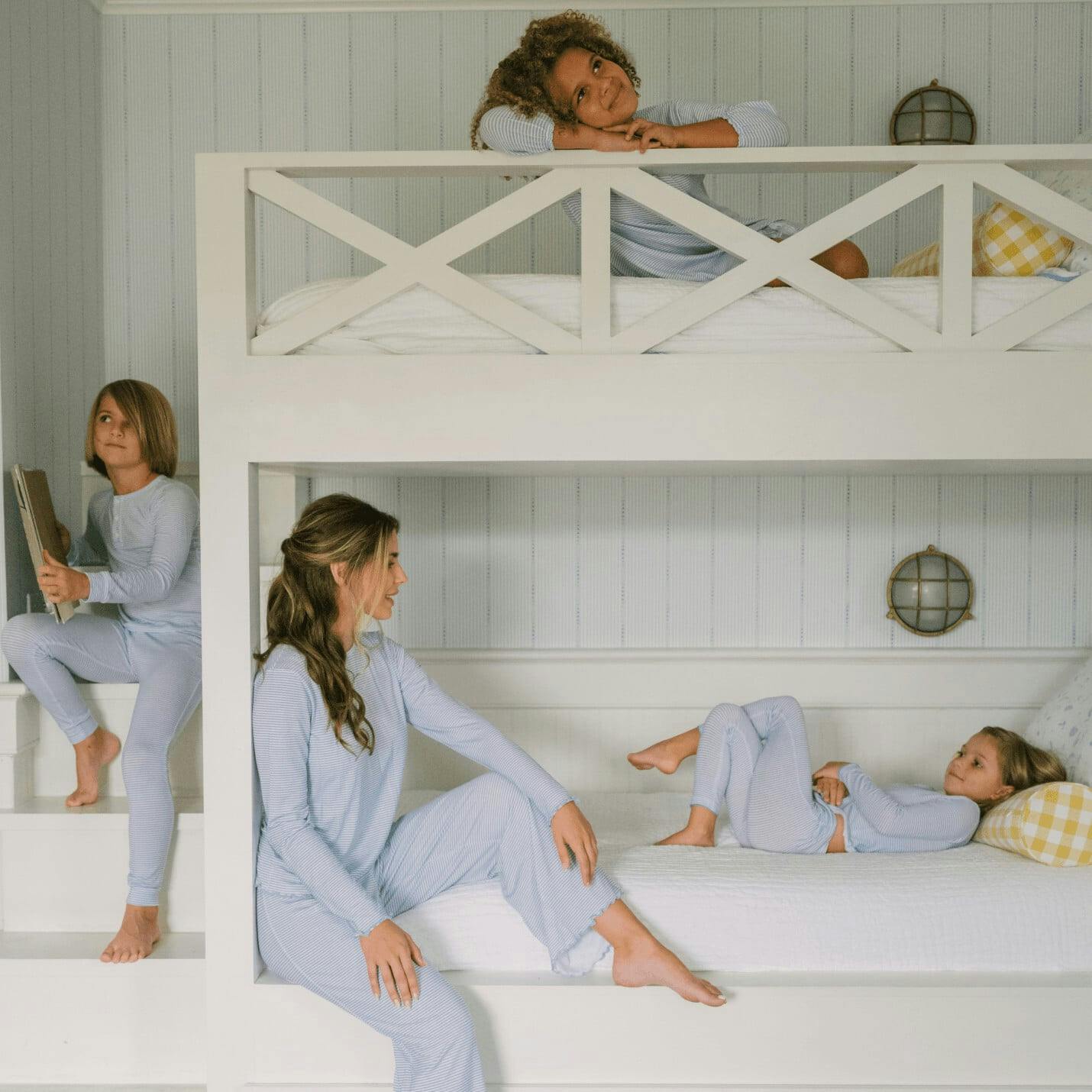 Women's Powder Blue Stripe Pima Pajamas Set