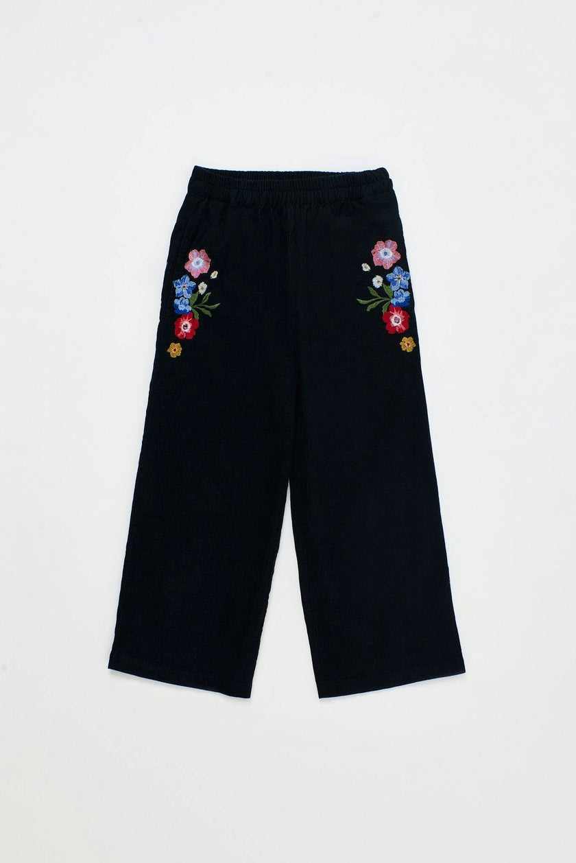 FLORECITAS MICROCORDUROY PANTS BLACK