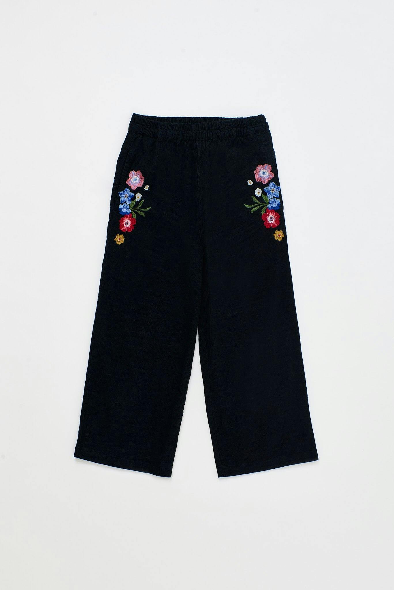 FLORECITAS MICROCORDUROY PANTS BLACK