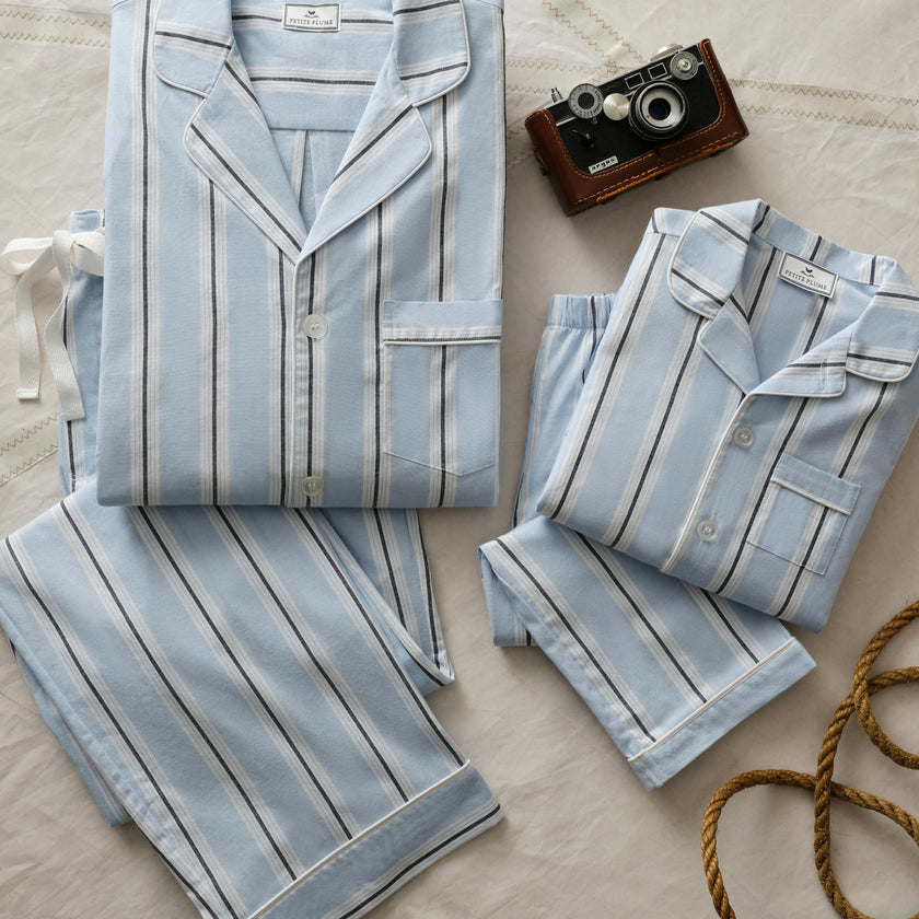 Women's Twill Pajama Set in Coastal Stripe