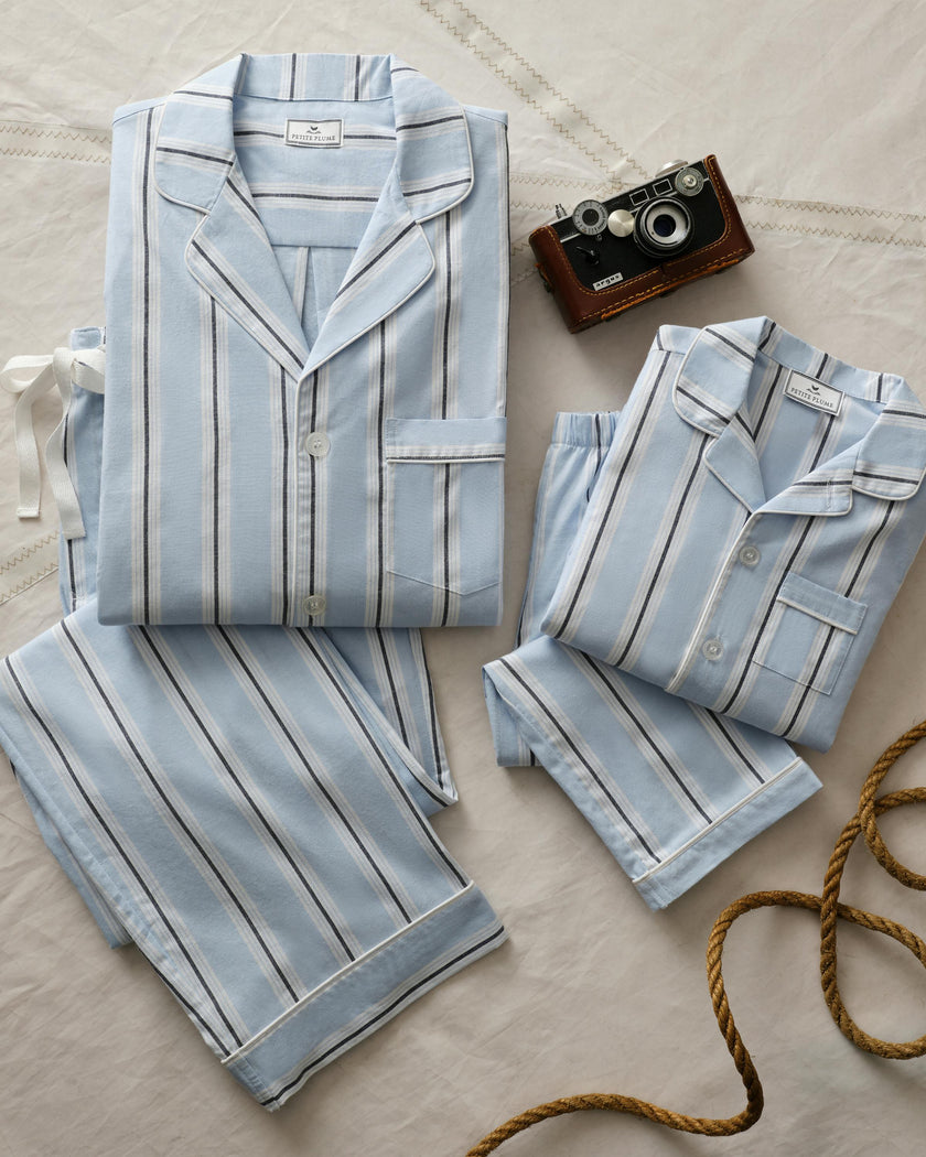 Women's Twill Pajama Set in Coastal Stripe
