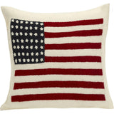 American Flag Hand Felted Wool Pillow - Cream 20" Arcadia Home