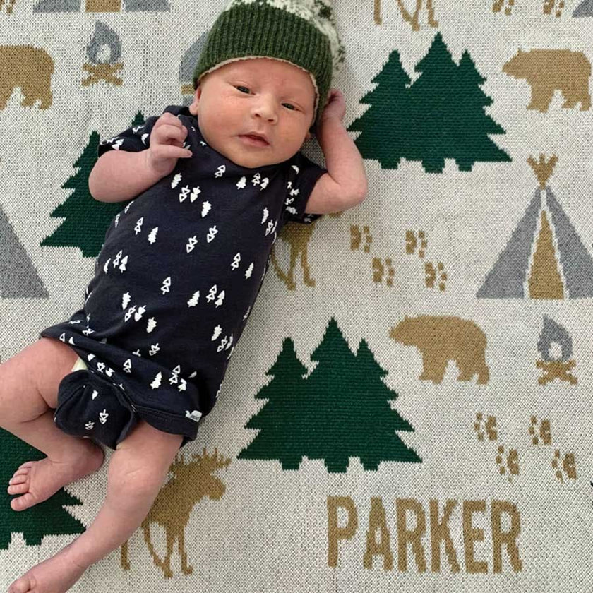 Monogrammed Happy Camper Baby Throw