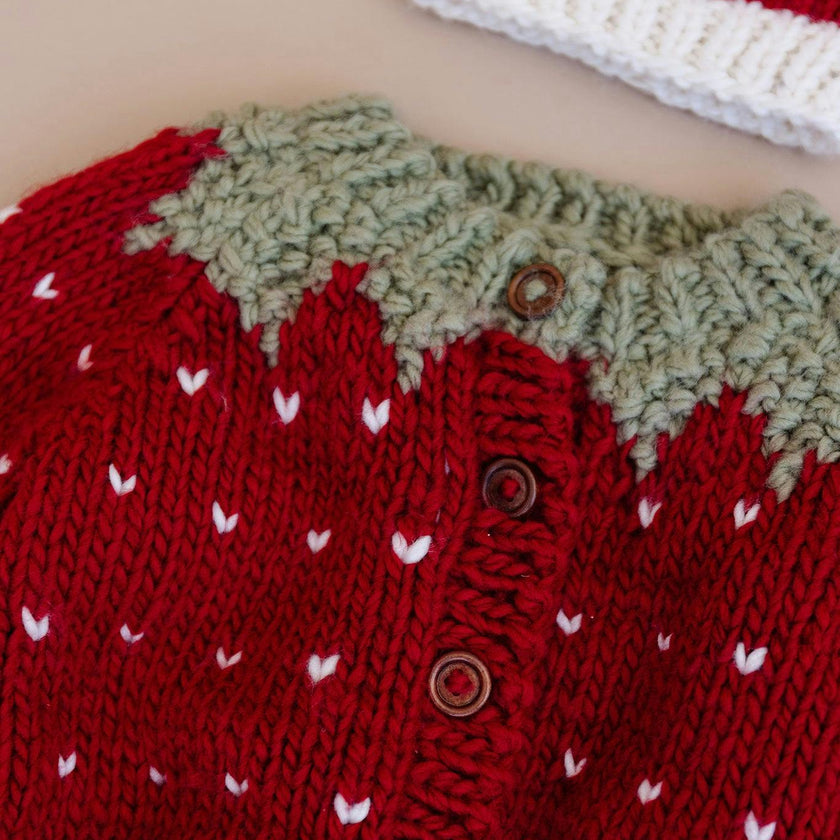 Strawberry Hat, Red and Cream
