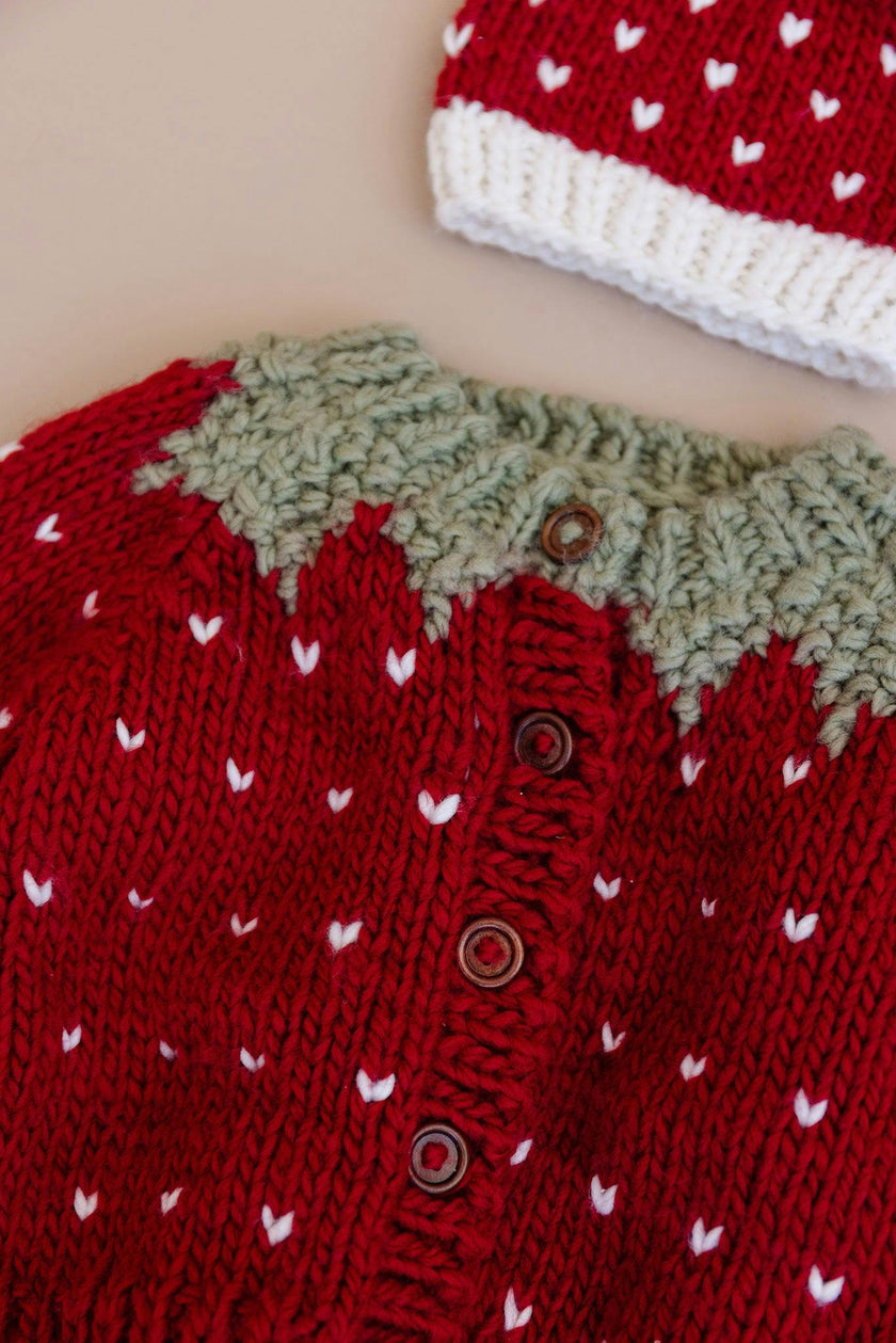 Strawberry Hat, Red and Cream