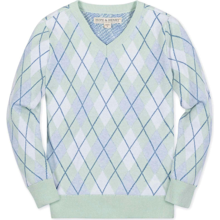 Organic Long Sleeve Fine Gauge V-Neck Sweater, Blue