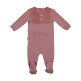 Velour Bib Girls Long Sleeve Footie