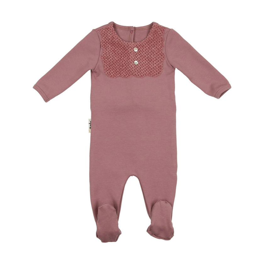 Velour Bib Girls Long Sleeve Footie