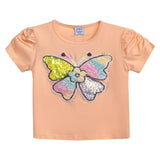 Peach Butterfly Applique T-Shirt