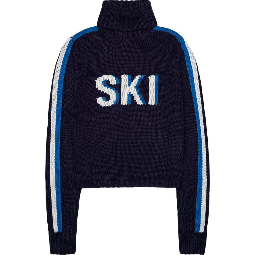 Women's Retro Ski Knit Cropped Turtleneck Sweater